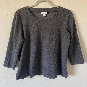 J Jill Ponte Shirt Blouse Houndstooth Size S Heather Gray Casual Long Sleeve Top